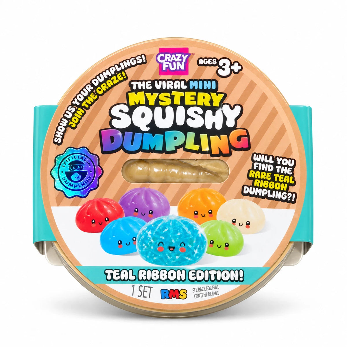 RMS - Crazy Fun MINI Mystery Squishy Dumpling - Teal Ribbon Edition - (100% Authentic!)